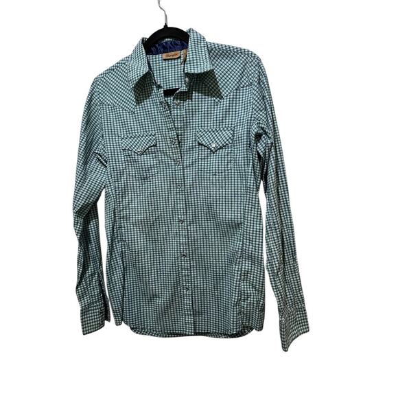 Wrangler Women's Multicolor Check Long Sleeve Snap Front Metallic Shirt Size S - Picture 6 of 8